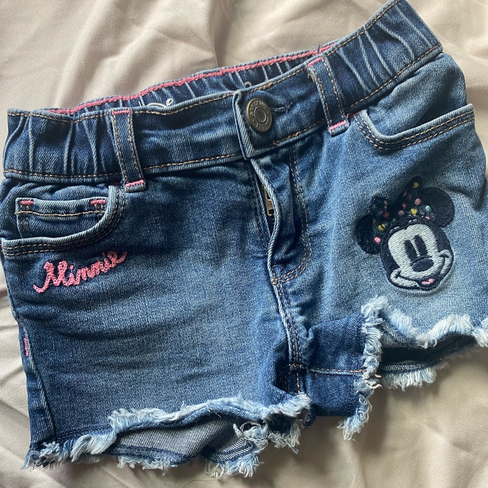 GAP Toddler ✨ Embroidered Minnie Mouse Denim Shorts 🎀Size 3